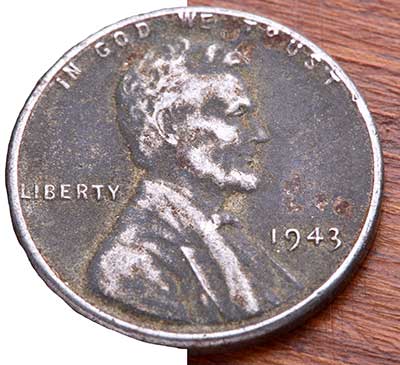 pix 1943 Steel Wheat Penny No Mint Mark