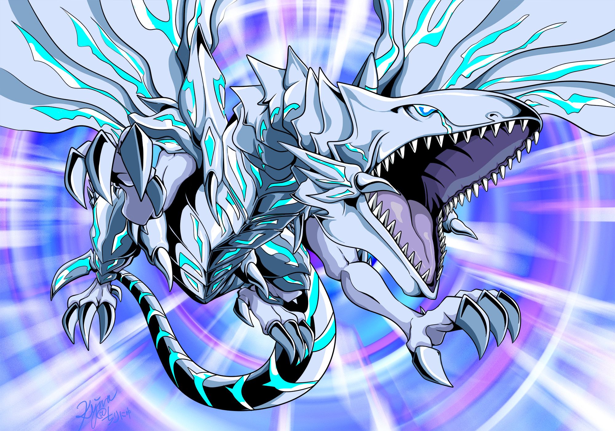 pic Blue Eyes White Dragon Art Anime