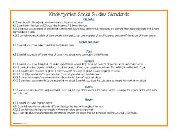 pix California Kindergarten Standards Social Studies