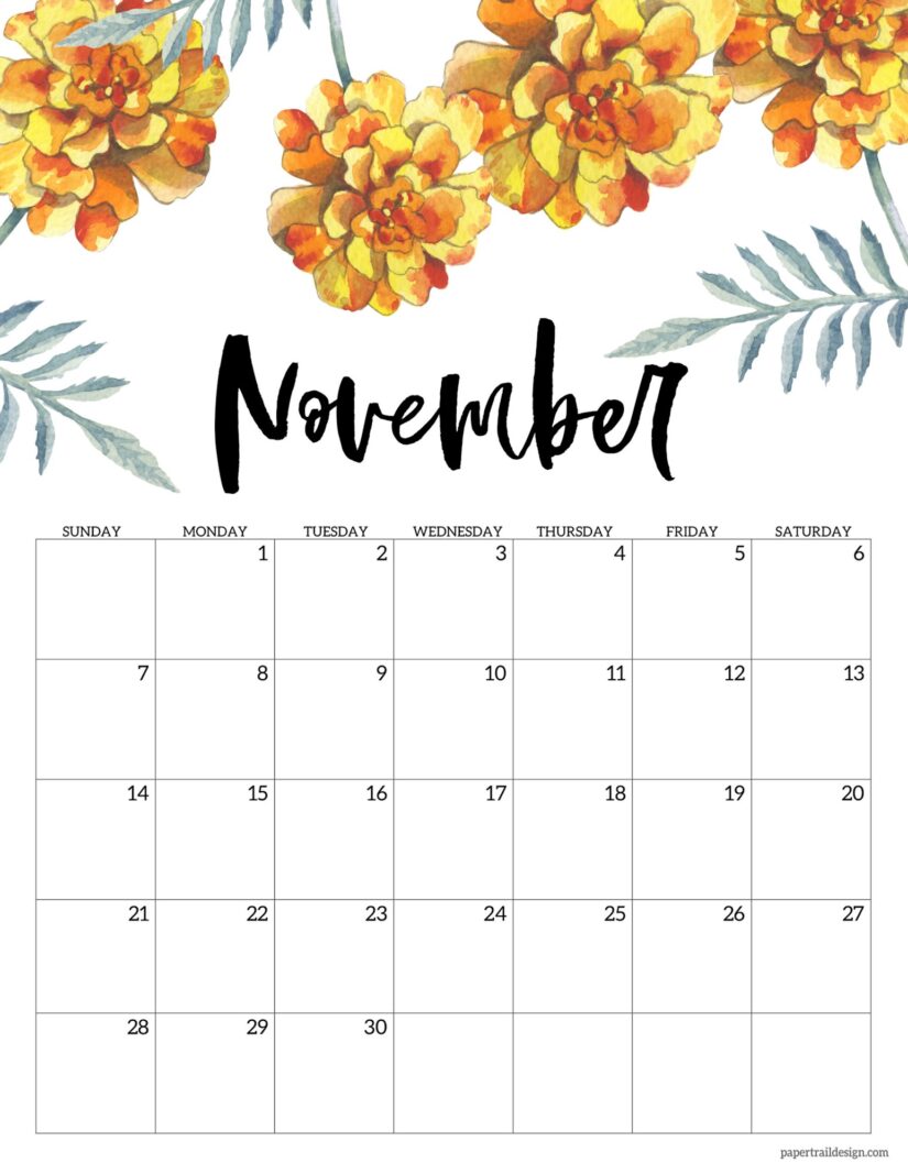 wallpapers Cute November 2021 Calendar Printable