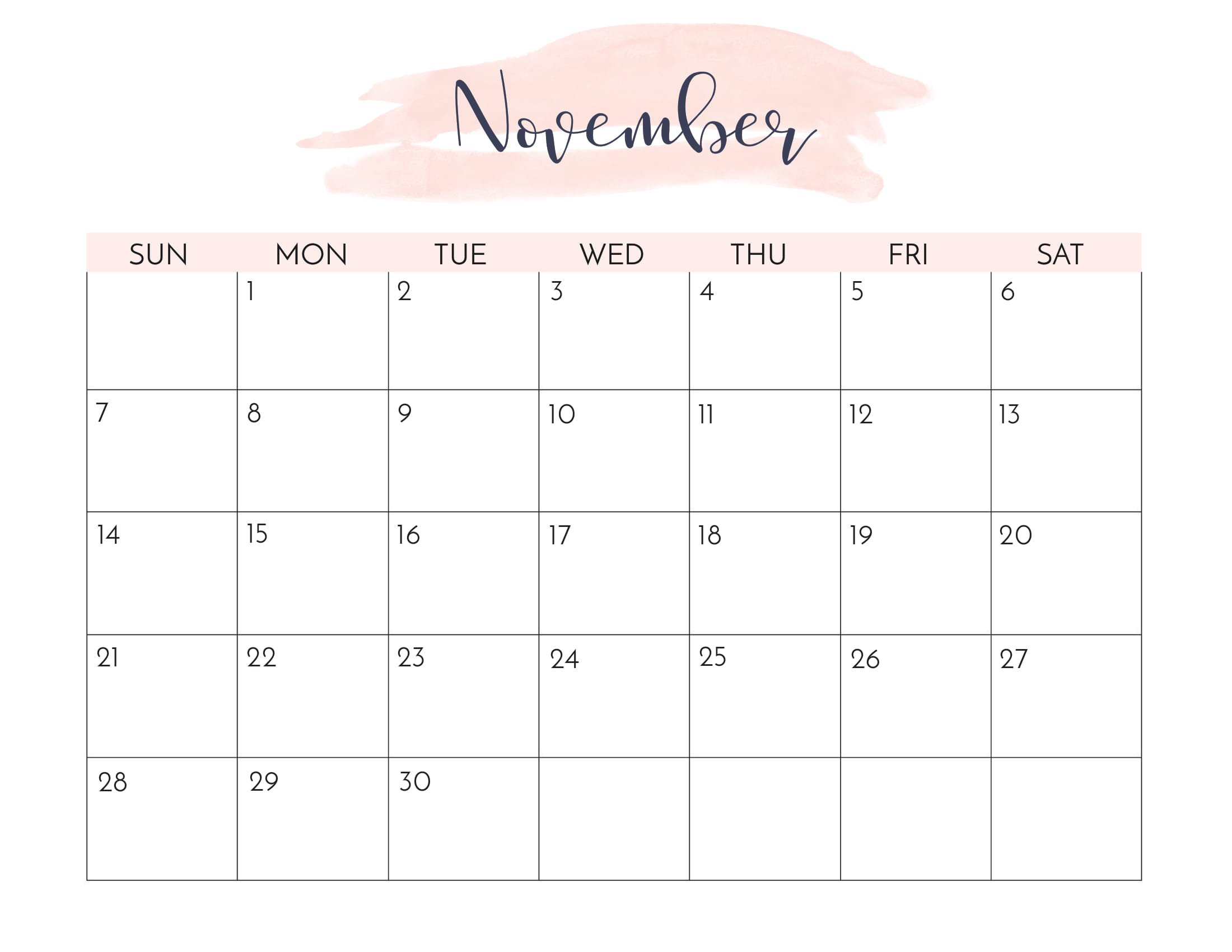 pics Cute November 2021 Calendar Printable