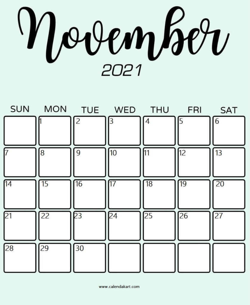 pic Cute November 2021 Calendar Printable