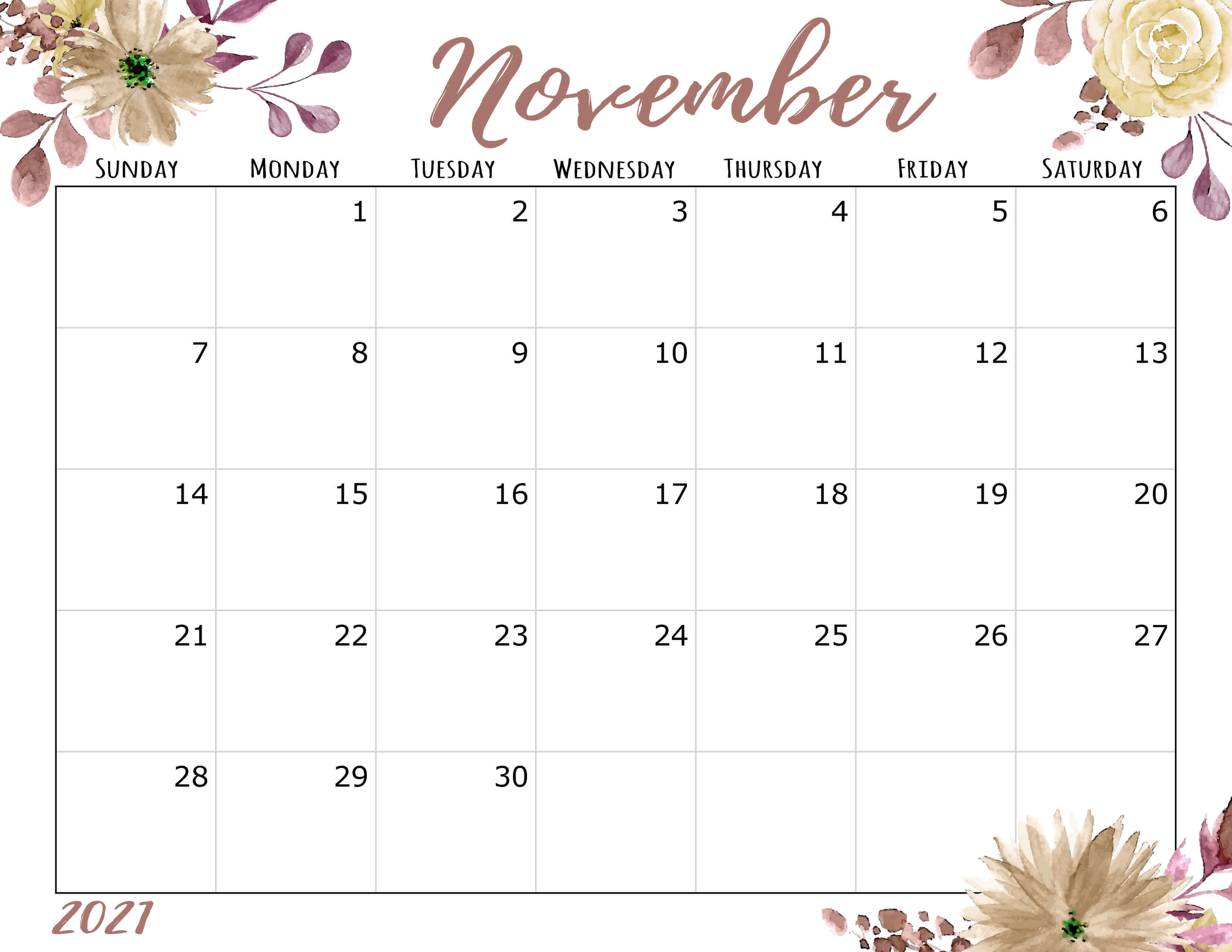 pics Cute November Calendar 2021