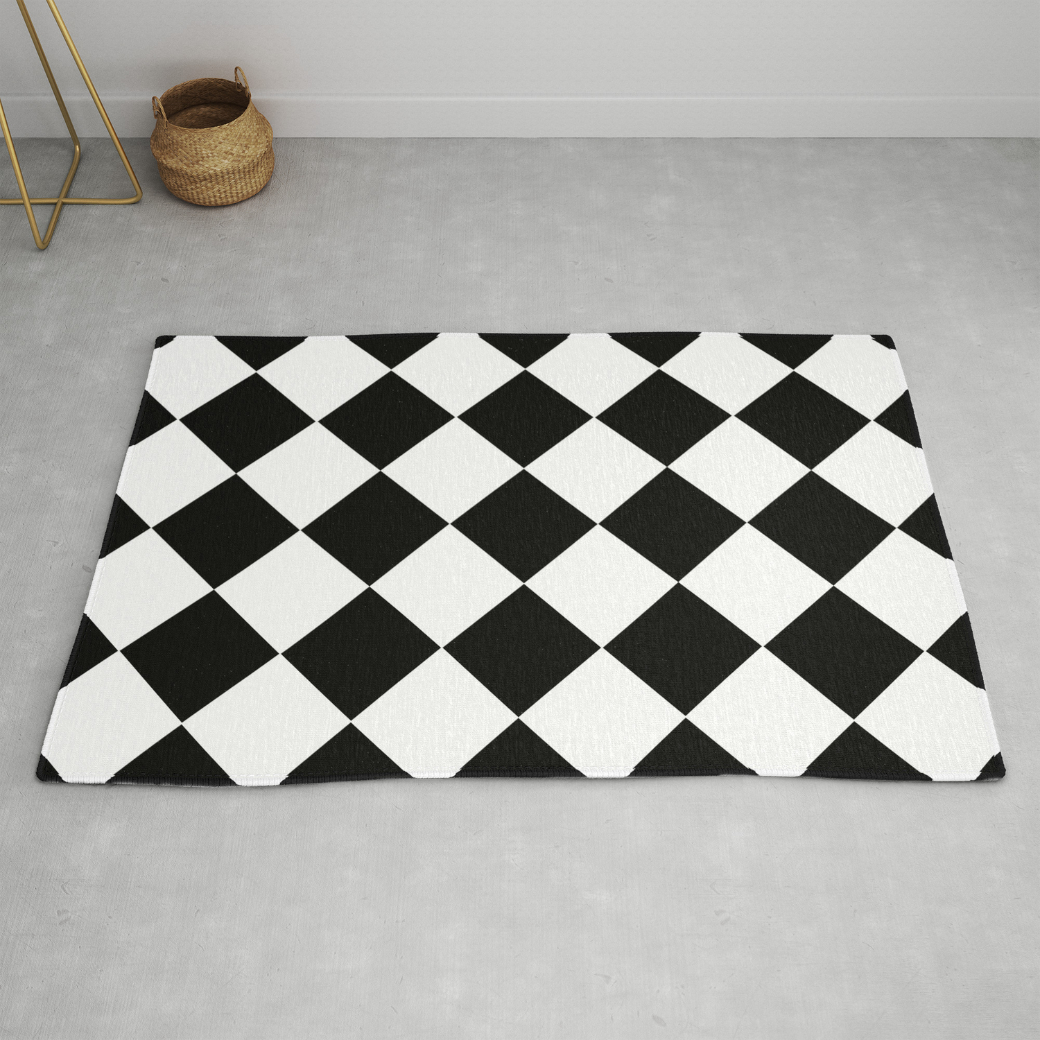 photo Diamond Black And White Rug