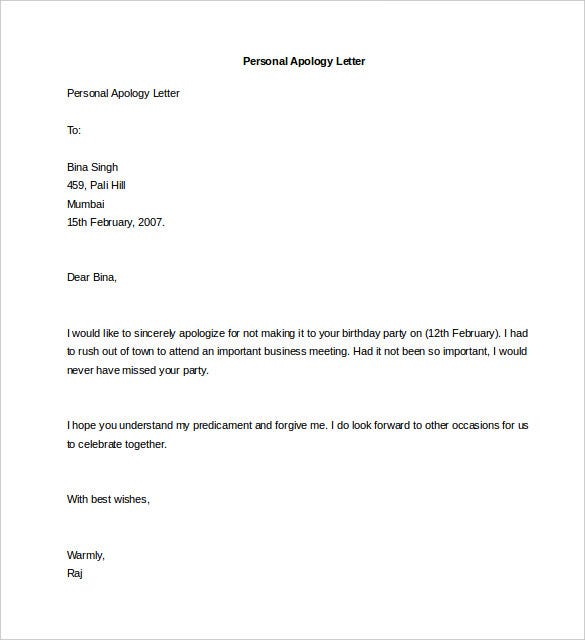 photo Formal Personal Letter Template