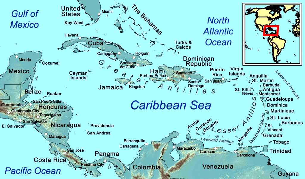 picture Map Of Caribbean Islands And Mexico