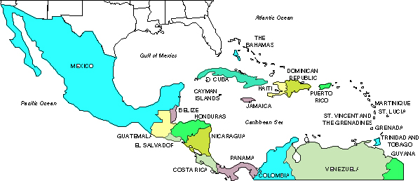 photo Map Of Caribbean Islands And Mexico