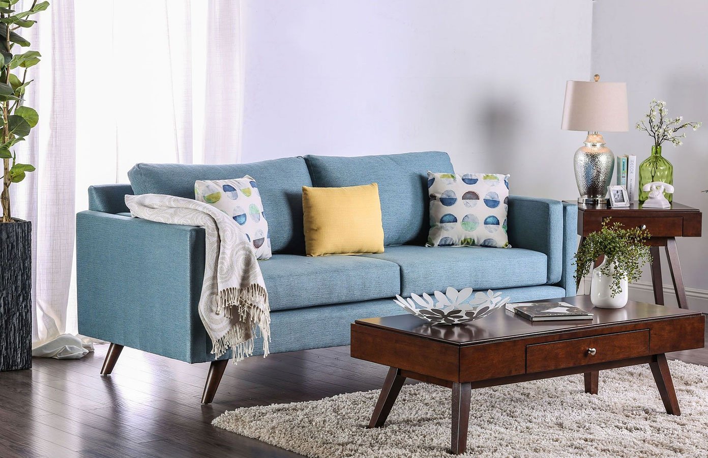 wallpapers Modern Light Blue Sofa Living Room