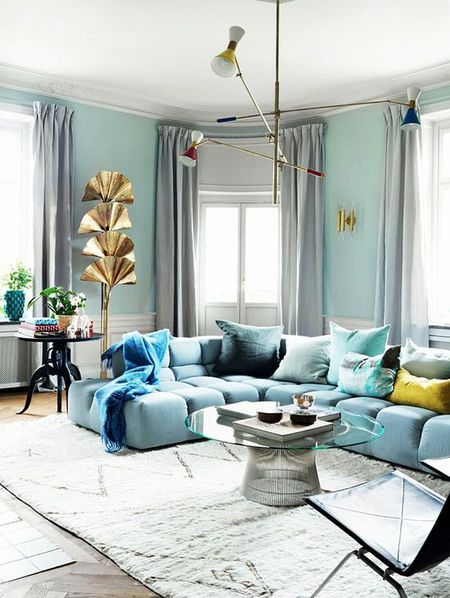 wallpapers Modern Light Blue Sofa Living Room