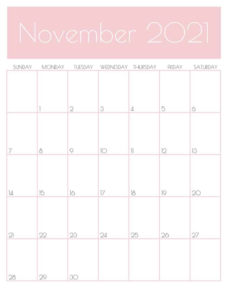 images November 2021 Calendar Cute Pink