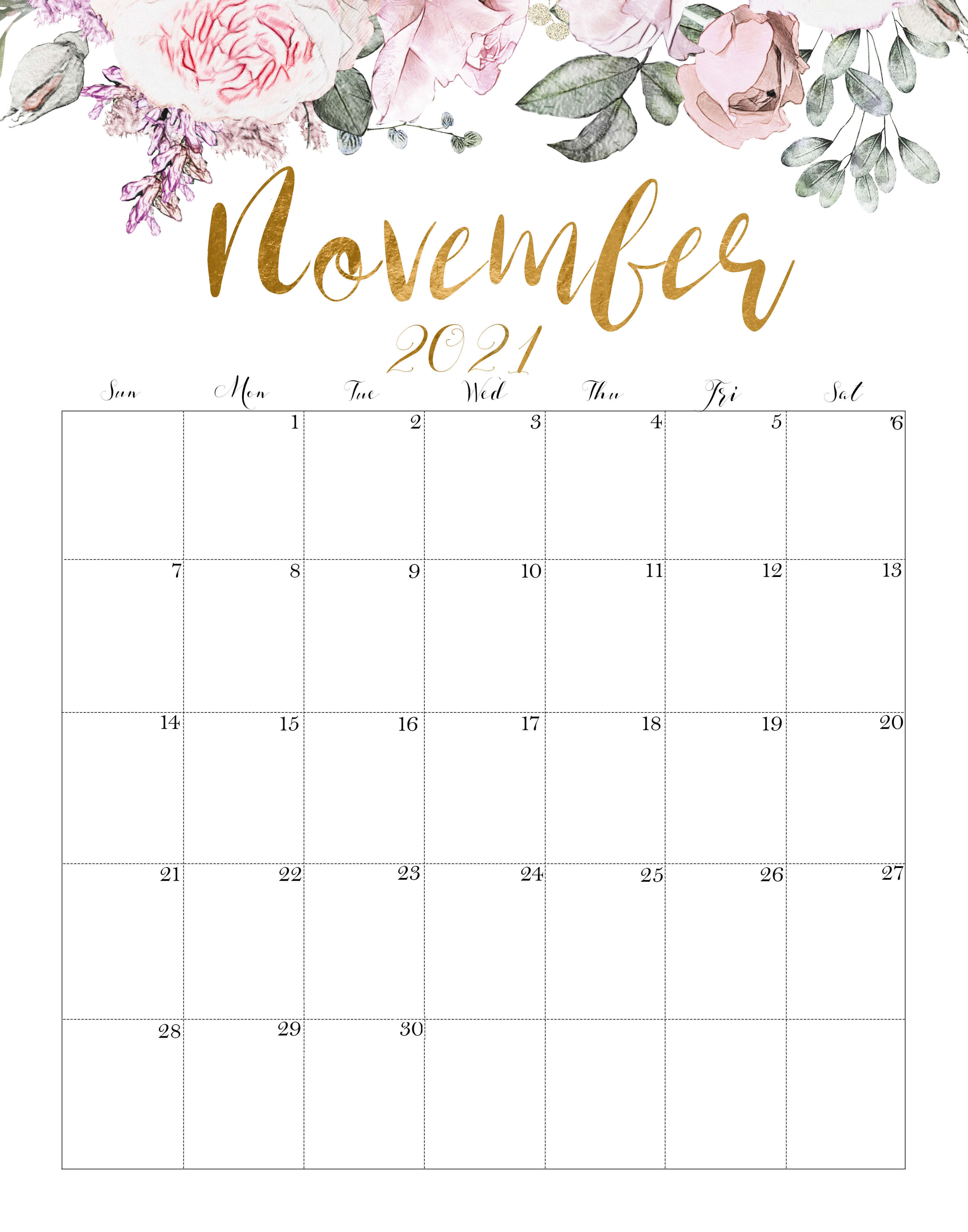 pics November 2021 Calendar Cute Pink