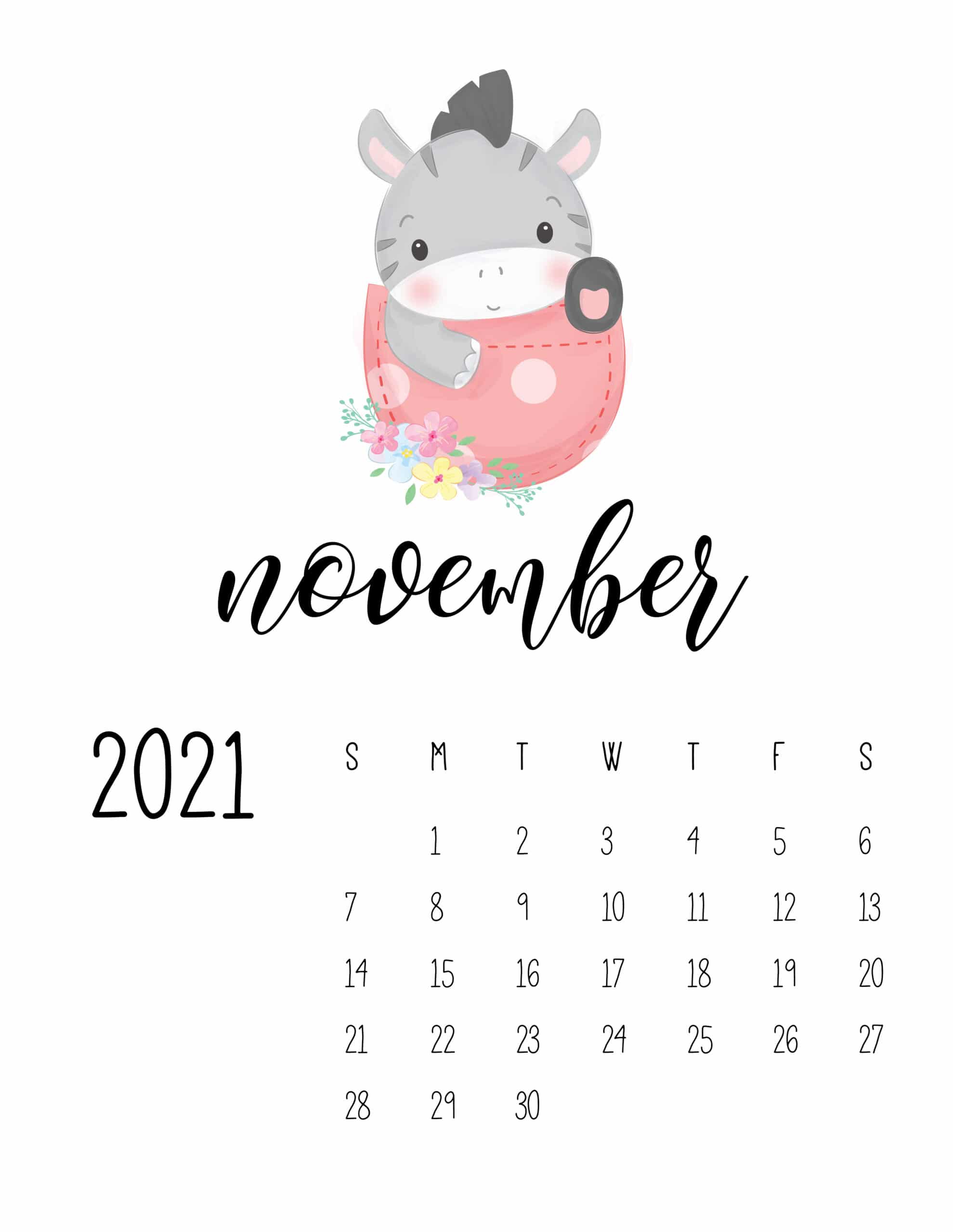 images November 2021 Calendar Cute Pink