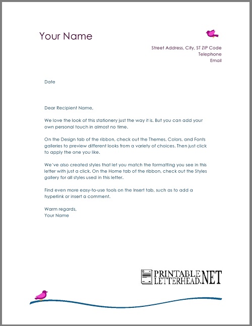 picture Personal Letterhead Personal Letter Template Word