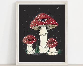 photo Red Mushroom Painting