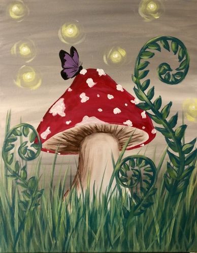 images Red Mushroom Painting