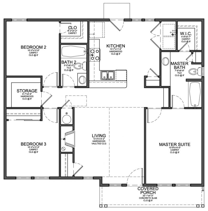 photo Small House Design With Floor Plan With 3 Bedrooms