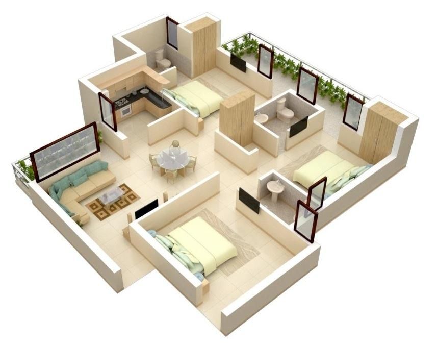 pic Small House Design With Floor Plan With 3 Bedrooms