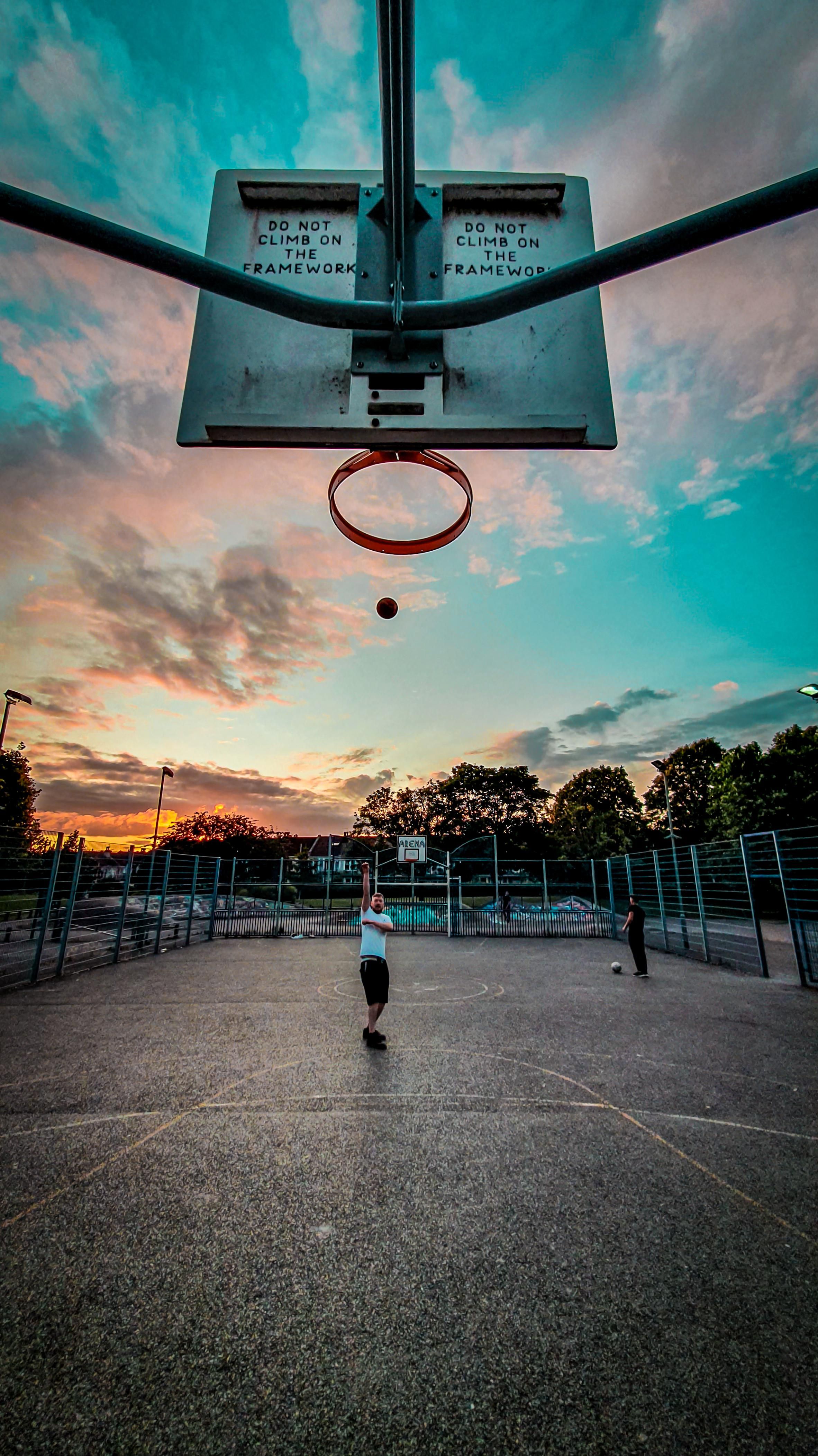 pix Sunset Basketball Hoop Wallpaper