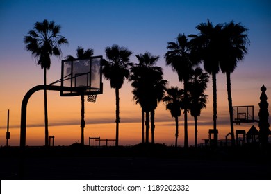 photo Sunset Basketball Hoop Wallpaper