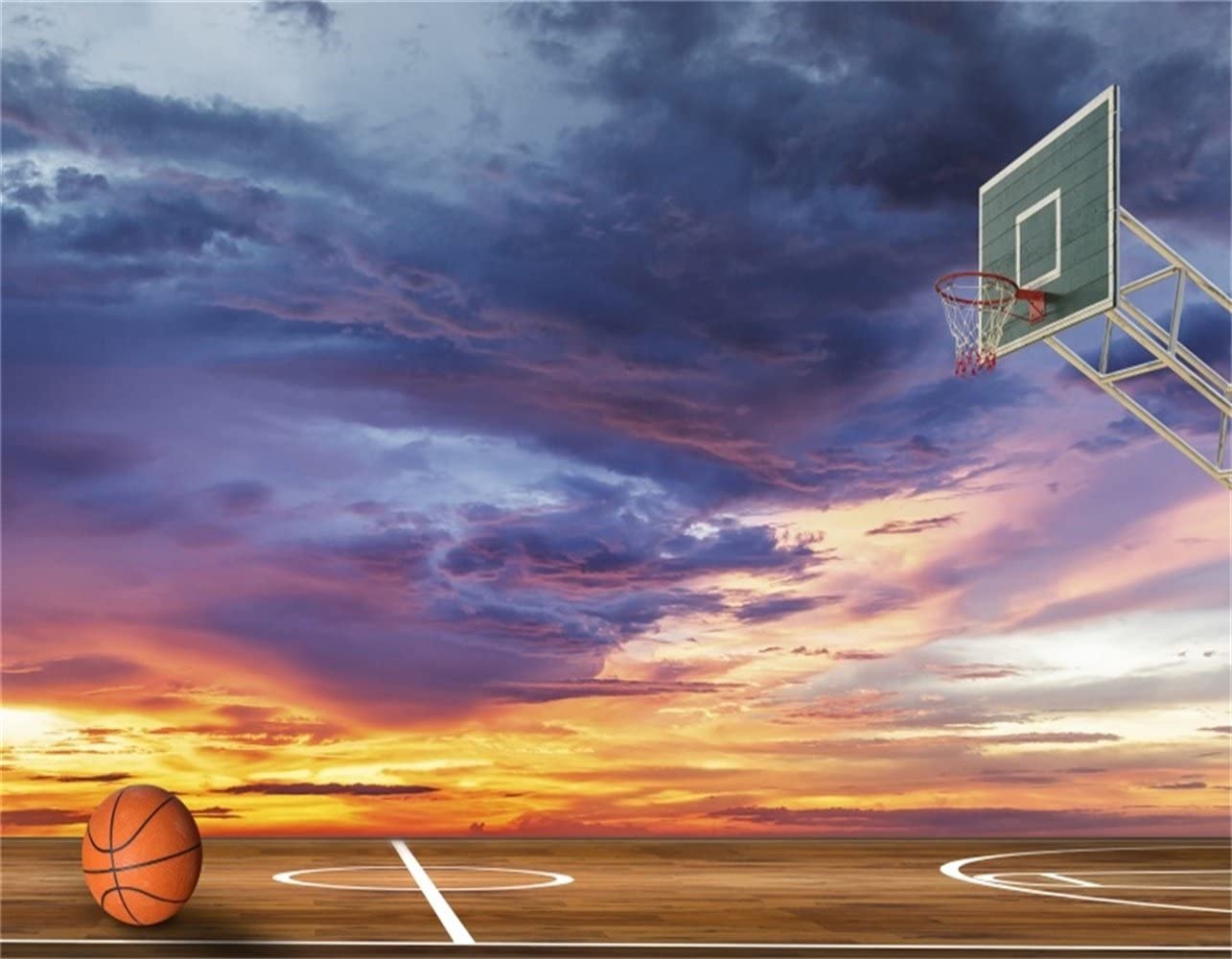 photo Sunset Basketball Hoop Wallpaper