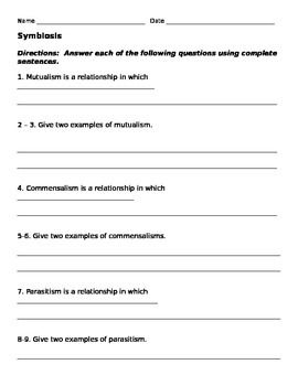 pix Symbiotic Relationship Worksheet Grade 4