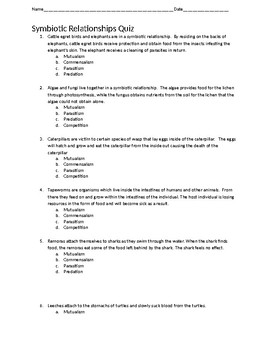 pics Symbiotic Relationship Worksheet Grade 4