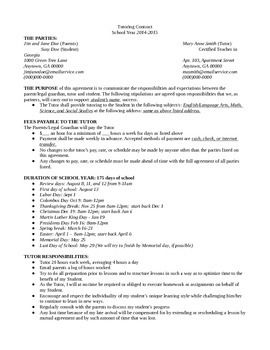 picture Tutoring Contract Agreement Form